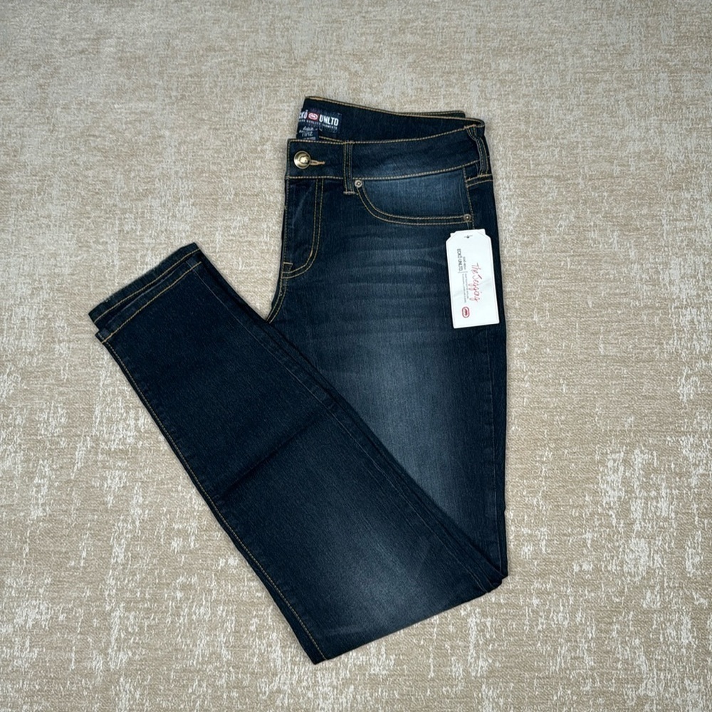 Ecko Unltd Skinny Jeans Women’s Blue Dark Wash Denim Elastic Waist Drawstring